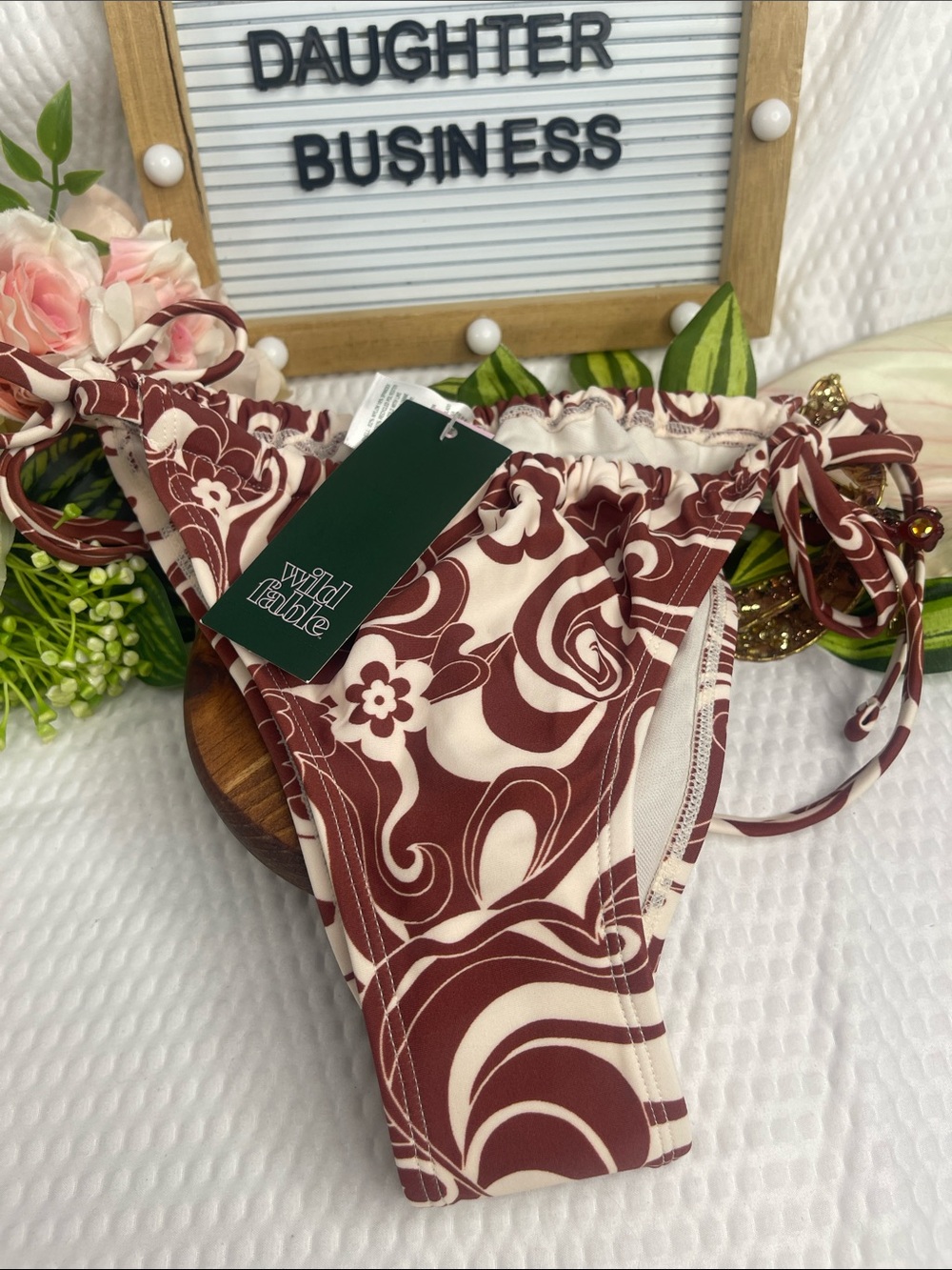 Wild Fable Maroon & Cream Swirl Bikini Bottom